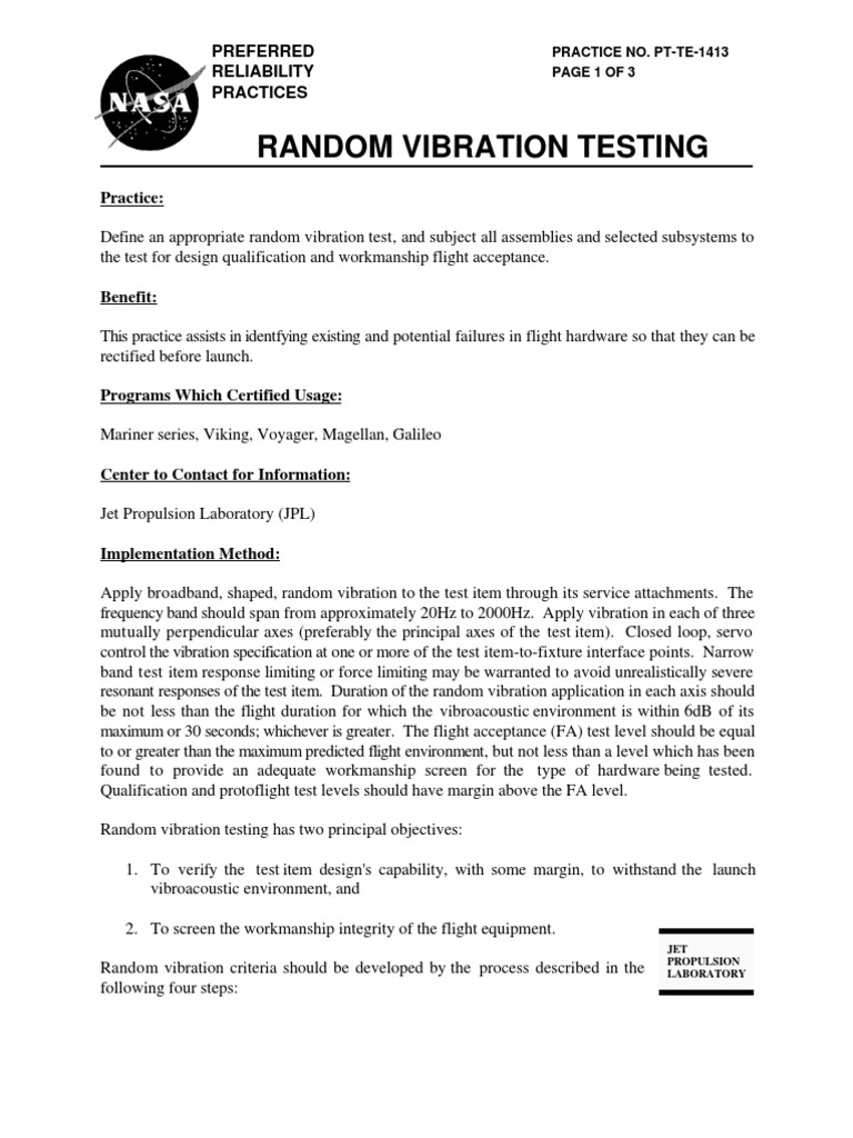 Random Vibration Testing PDF Randomness Spectral Density