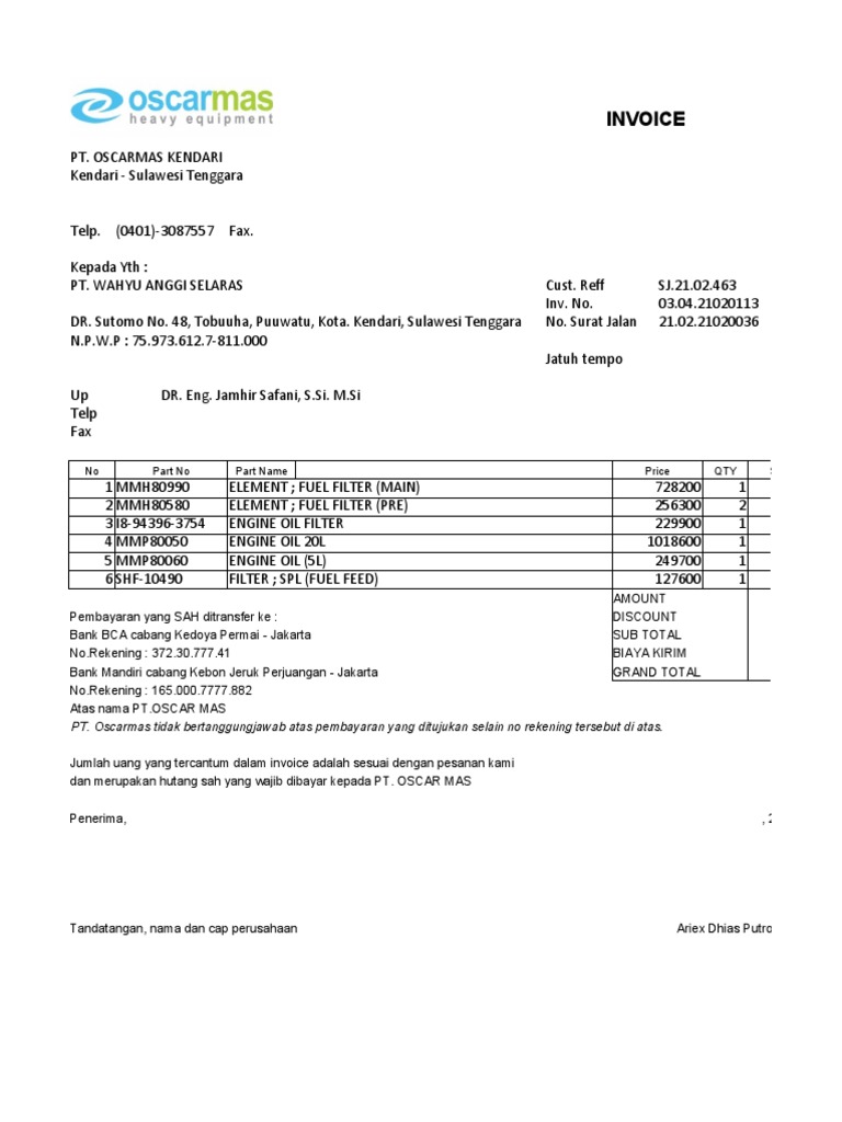 Invoice Pt. Was | PDF