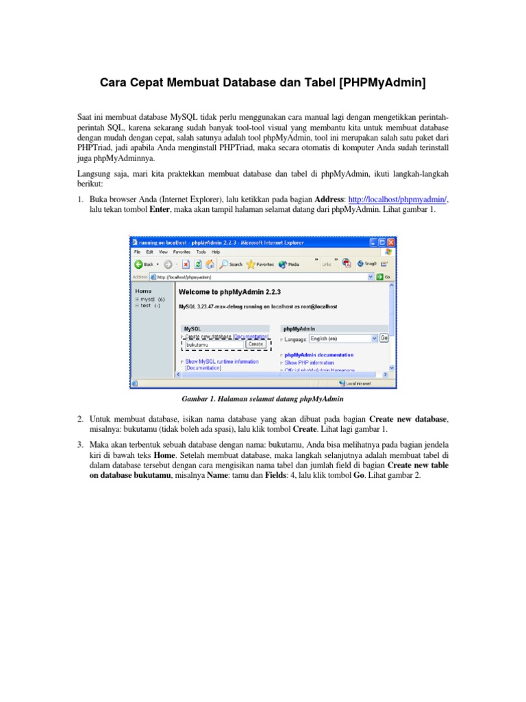 Panduan Membuat Database di phpMyAdmin | PDF | Karier & Perkembangan | Seni