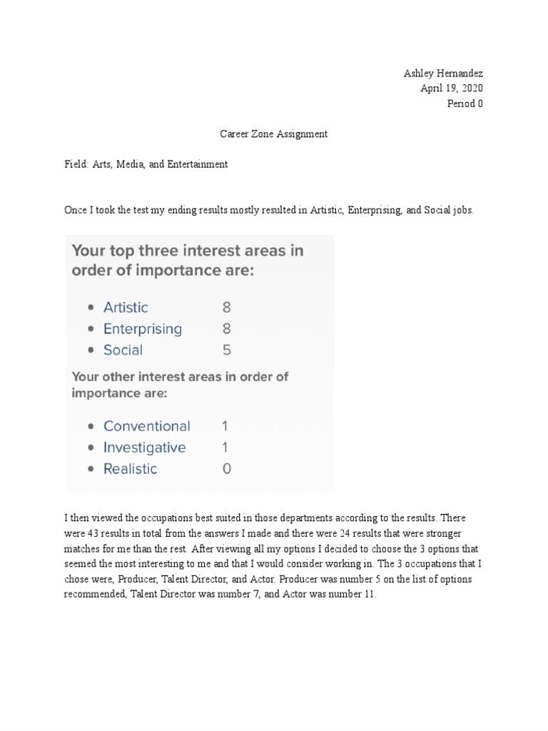 California Career Zone and Reflection PDF Actor Audition