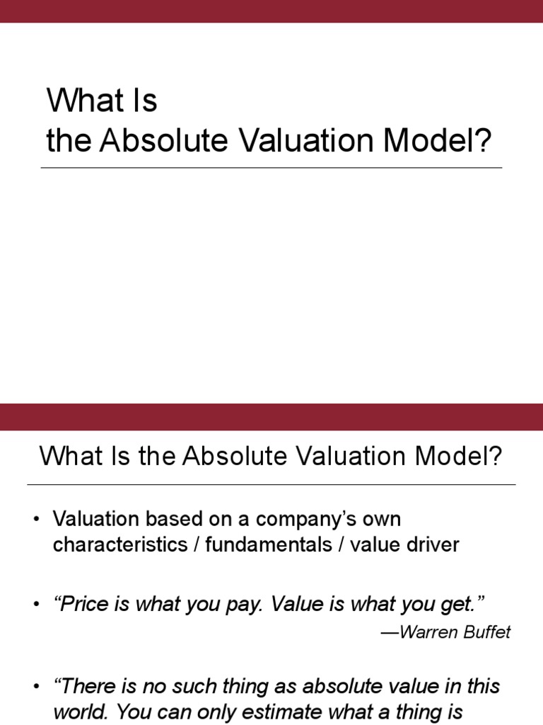 Understanding Absolute Valuation Models | PDF | Discounted Cash Flow ...