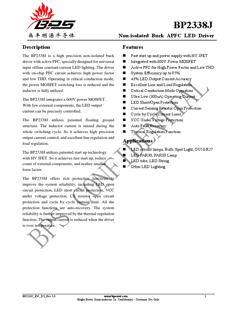 Non-Isolated Buck APFC LED Driver Description Features | PDF | Mosfet ...