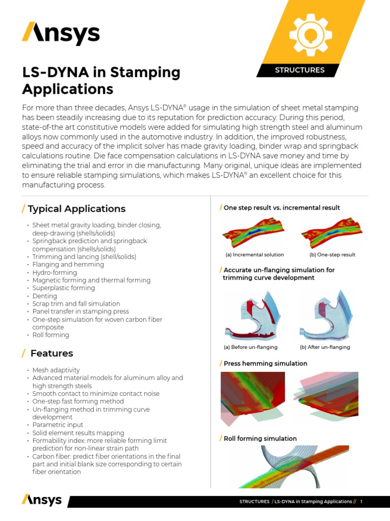 Ansys Ls Dyna In Stamping Applications Download Free Pdf Sheet