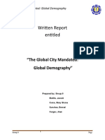 Written Report Entitled: "The Global City Mandated: Global Demography"