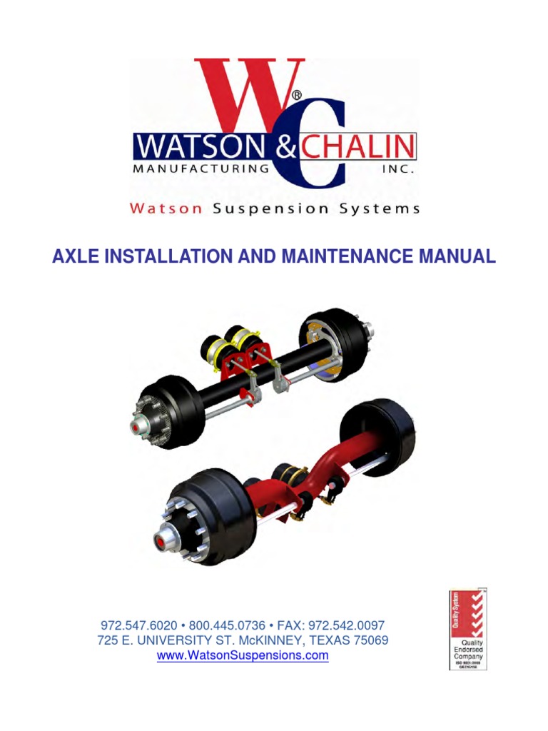 Axle Installation and Maintenance Manual | PDF | Axle | Machines