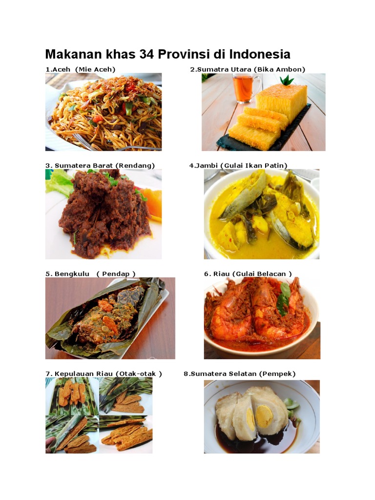 Makanan Khas 34 Provinsi Di | PDF