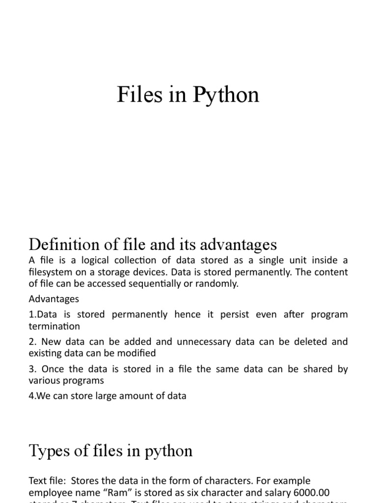 Files in Python | PDF | Computer File | Information Technology