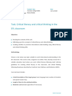 Task. Critical Literacy and Critical Thinking in The EFL Classroom