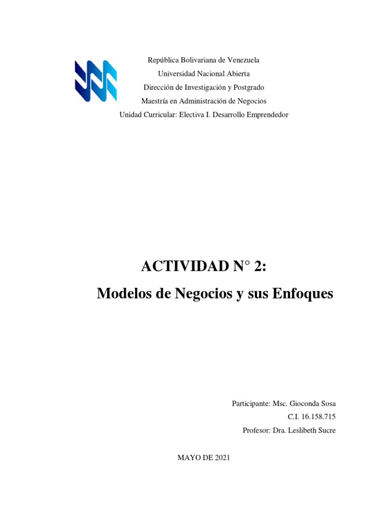 Modelos de Negocios y Enfoques Innovadores | PDF | Modelo de negocio ...