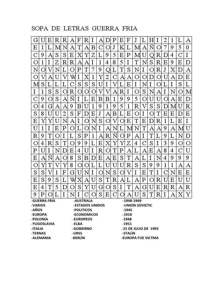 Sopa de Letras Guerra Fria | PDF