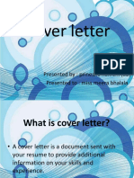 Cover Letter: Presented By: Prinesha Nakrani (22) Presented To: Miss Meera Bhalala