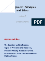 Management Principles and Ethics: DR Fatima Ashraf