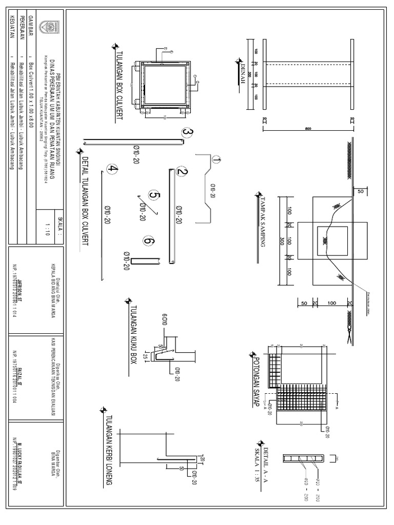 Detail Desain dan Pembesian Box Culvert | PDF