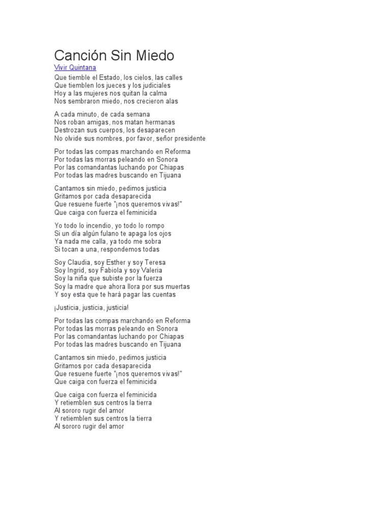 Canción Sin Miedo PDF