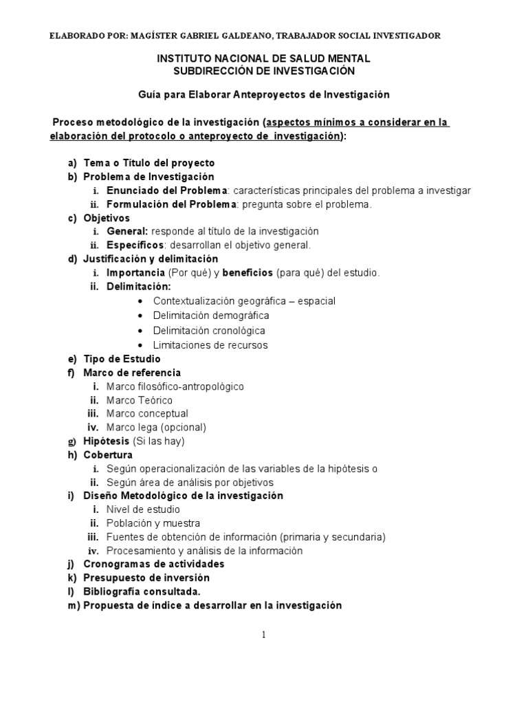 Guía para Elaborar Anteproyecto de Investigación | PDF | Hipótesis ...