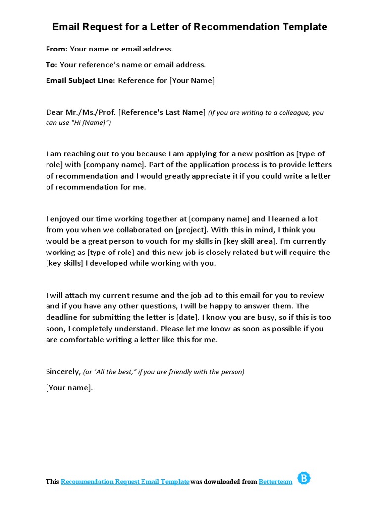 Recommendation Request Email Template Download | PDF | Career & Growth ...