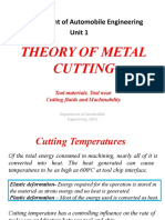 Theory of Metal Cutting: Department of Automobile Engineering Unit 1