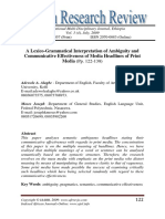A Lexico-Grammatical Interpretation of Ambiguity and Communicative Effectiveness of Media Headlines of Print Media
