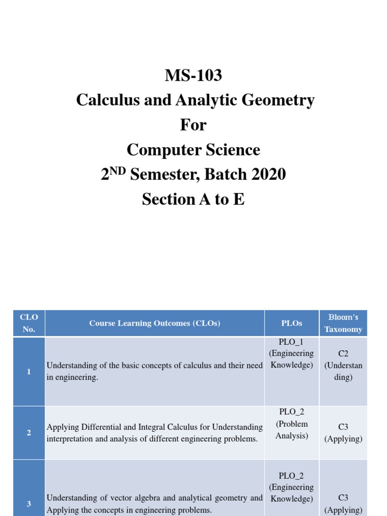 Calculus and Geometry for CS Students | PDF | Function (Mathematics ...
