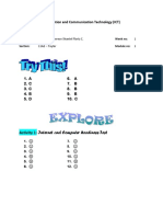 Information and Communication Technology (ICT) : Activity 1: Internet and Computer Readiness Test