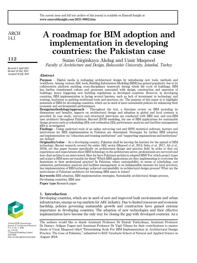 A Roadmap For BIM Adoption and Implementation in Developing Countries ...
