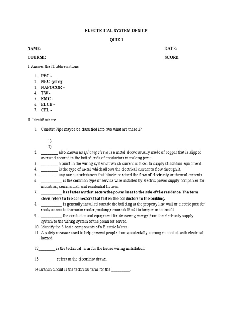 Esd Quiz 1 Ok | Download Free PDF | Fuse (Electrical) | Electric Power