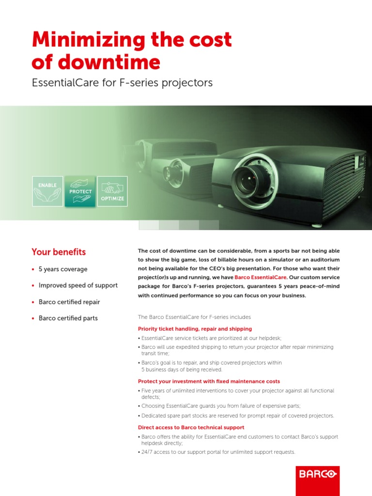 Barco EssentialCare for F-Series Projectors | PDF | Business | Computing