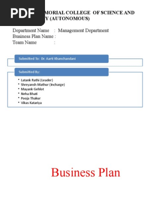 MBA 3 SEMESTER BUSINESS PLAN