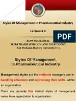 Styles of Management in Pharmaceutical Industry Lecture # 4