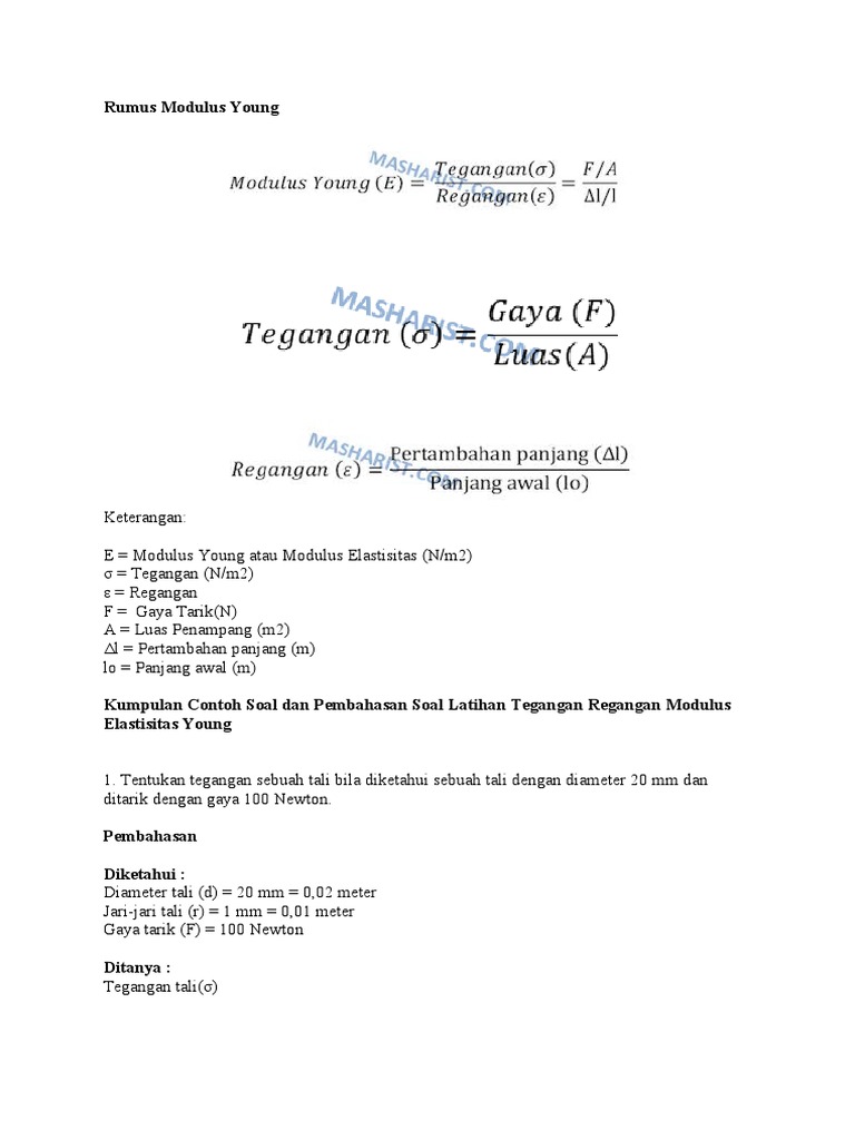 Contoh Soal Modulus Young dan Pembahasan | PDF