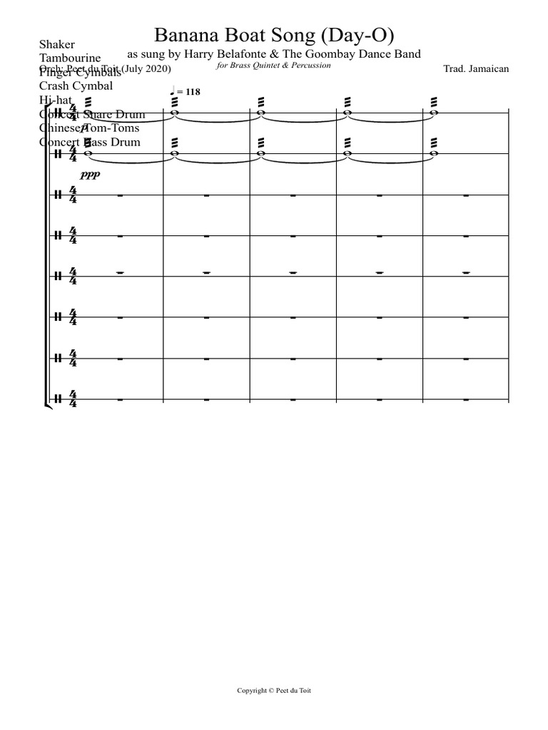 Banana Boat Song DayO Trad. Jamaican Brass Quintet