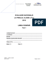 En IV 2019 Limba Romana Test 1