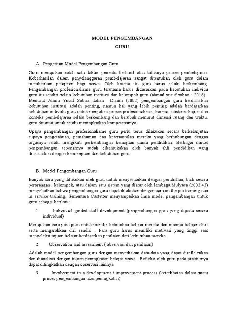 Model Pengembangan Profesional Guru | PDF | Karier & Perkembangan | Bisnis