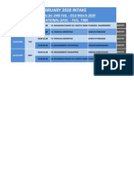 February 2020 Intake: Time Table For 24th Feb. - 01st March 2020