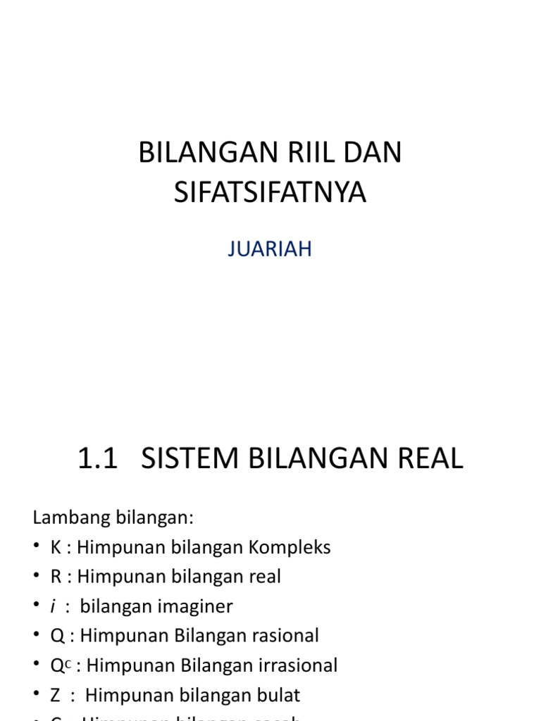 Bilangan Riil Dan Sifatsifatnya | PDF | Metode & Bahan Ajar