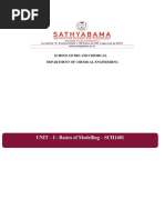 UNIT - I - Basics of Modelling - SCH1401: School of Bio and Chemical Department of Chemical Engineering