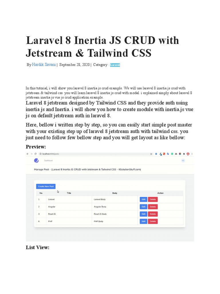 Laravel 8 Inertia JS CRUD Guide | PDF | Information Technology ...