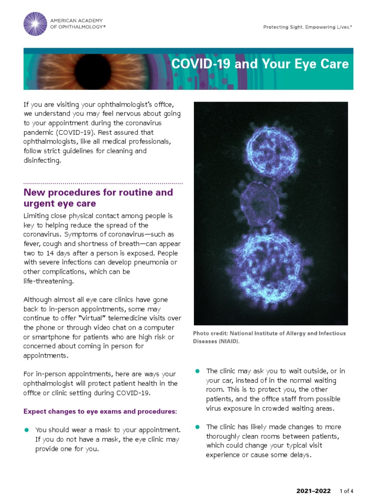 COVID19 and Your Eye Care PDF Contact Lens Glasses