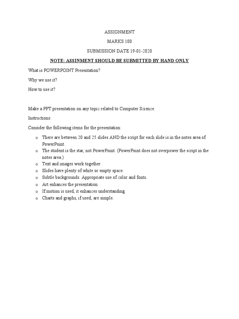 PowerPoint Presentation Assignment Guide | PDF