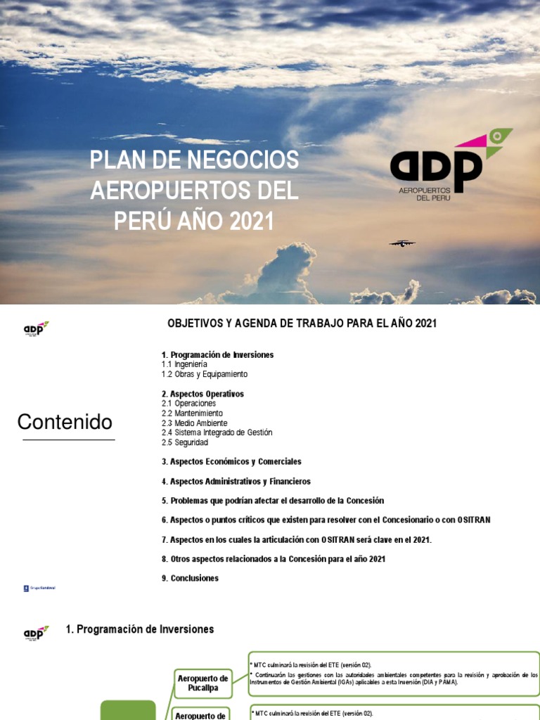 ADP Plan de Negocios 2021 PDF Aeropuerto Naturaleza