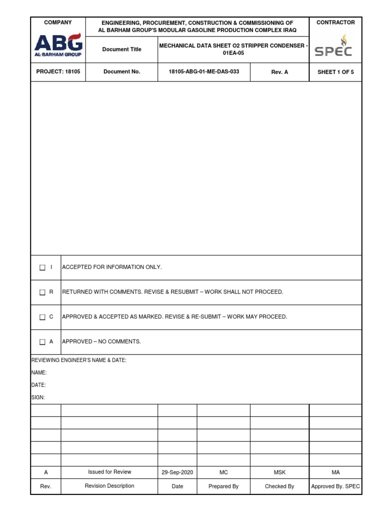 18105-Abg-01-Me-das-033 Rev-A Mechanical Data Sheet O2 Stripper ...