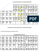 Calendario de Provas Primeiro Bimestre