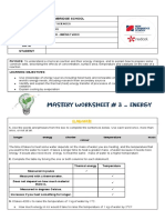 Mastery worksheet # 3 - Energy