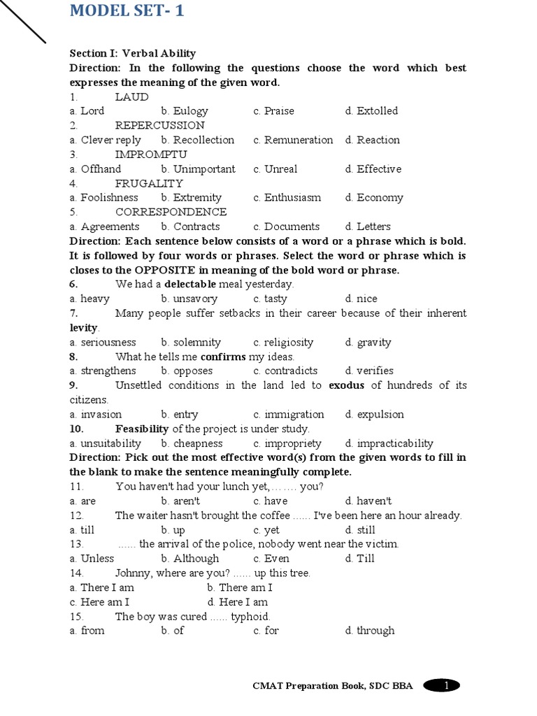 CMAT 2019 Edited GK Final, PDF, Odds