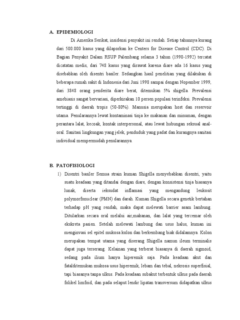 Epidemiologi dan Patofisiologi Disentri | PDF