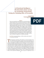 Perceived Emotional Intelligence and Conflict Resolution Styles Among Information Technology Professionals: Testing The Mediating Role of Personality