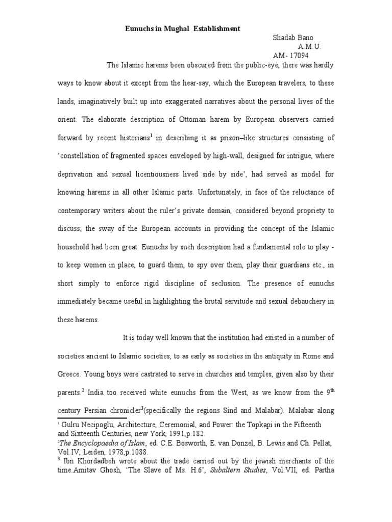 Eunuchs In The Mughal Harem System Pdf Harem