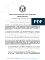 JSAF - Comunicado - UPR - AEE - Planes Fiscales