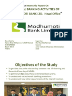 "General Banking Activities of Modhumoti Bank Ltd. Head Office