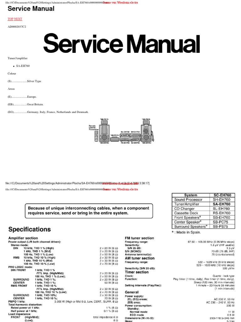 Technics EH760 Servicemanual | PDF | Power Supply | Electronic.